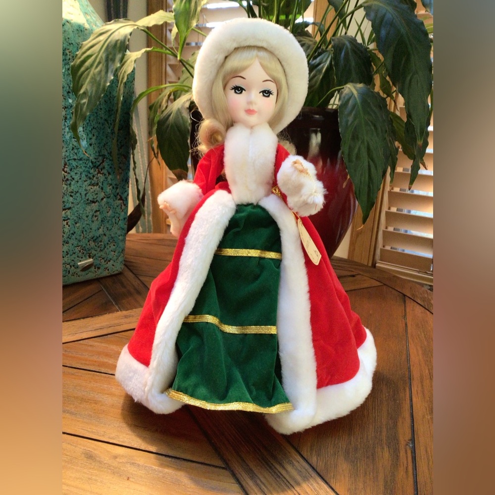Vintage Christmas doll that plays “White Christmas.”